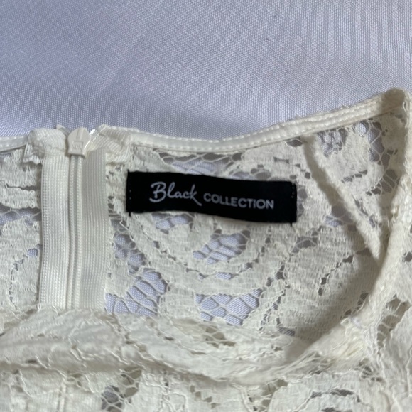 BLACK COLLECTION White Lace Dress With Black Embroidered Detail - Picture 3 of 7
